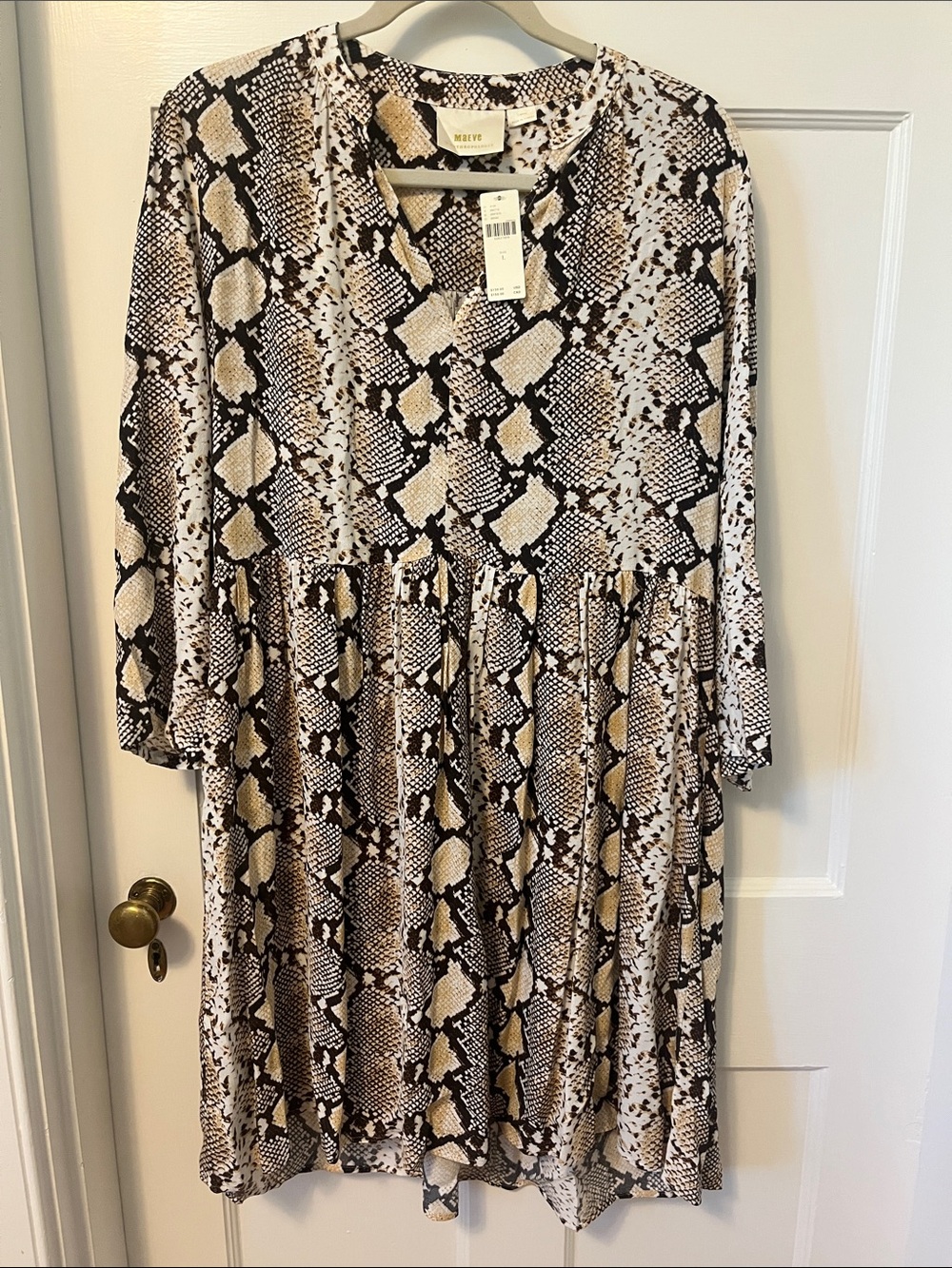 Maeve by Anthropologie Juno Snake Print Dress in Brown